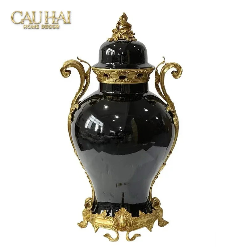 Maison Couture – Bình Hoa Sứ Đồng Imperium Empire Amphora Of Dionysus - Barocco Divine Vase H52-CẬU HAI HOME DECOR