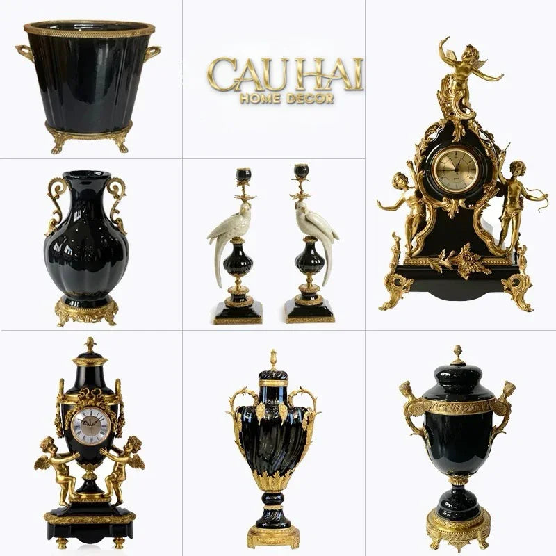 Maison Couture – Bình Hoa Sứ Đồng Imperium Empire Amphora Of Dionysus - Barocco Divine Vase H52-CẬU HAI HOME DECOR