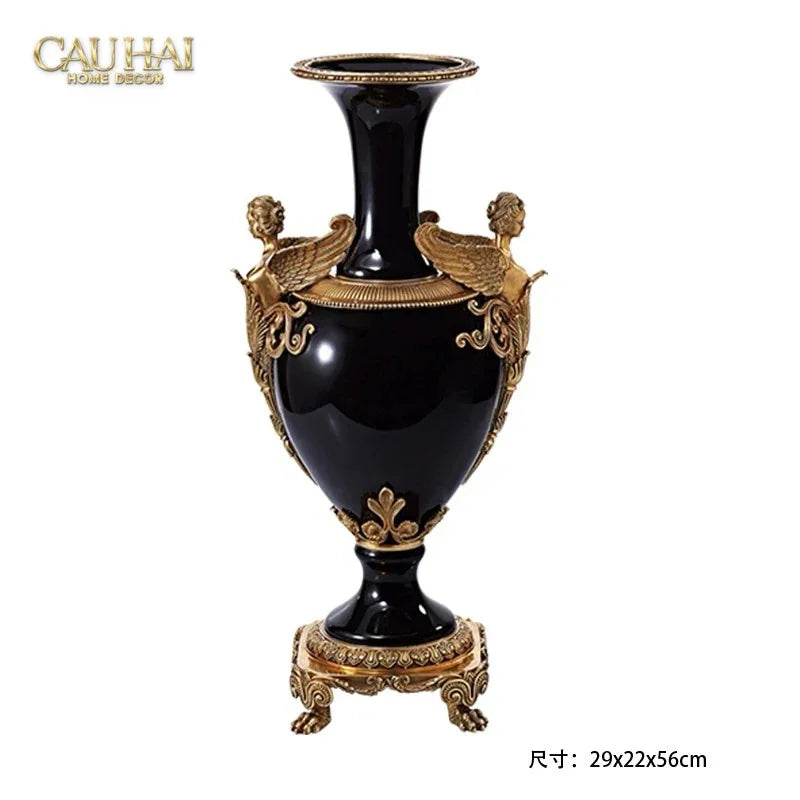 Maison Couture – Bình Hoa Sứ Đồng Imperium Empire Amphora Of Dionysus - Barocco Divine Vase H52-BÌNH HOA-CẬU HAỊ HOME DECOR-CẬU HAI HOME DECOR