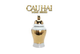 Maison Couture - Bình Hoa Sứ Trắng Mạ Vàng - La Dune Dorée 35x17x17-BÌNH HOA-CẬU HAI HOME DECOR