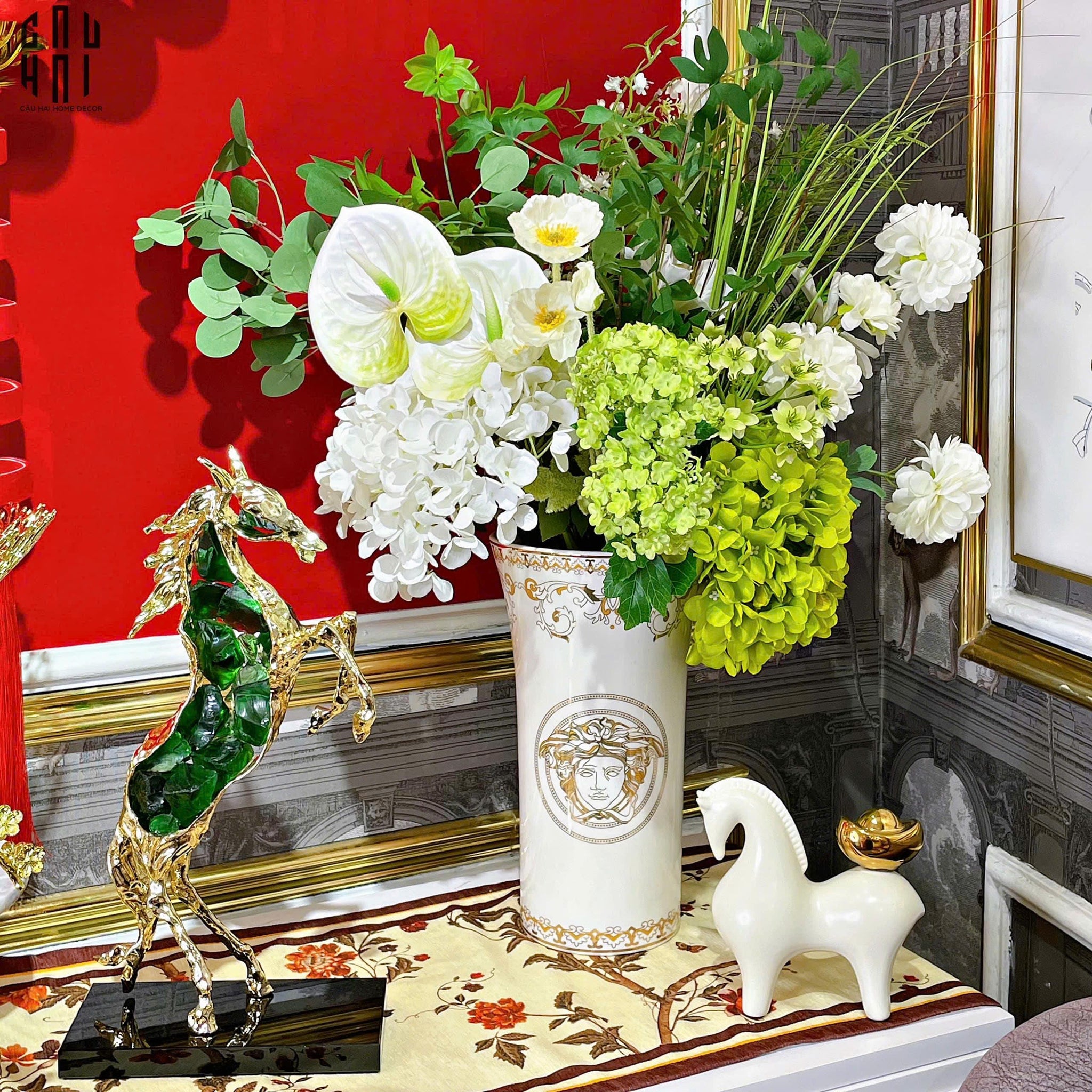 Maison Couture - Bình Hoa Sứ Tráng Men Cao Cấp V Class - Medusa Timeless Mythology 17x30.5-CẬU HAI HOME DECOR