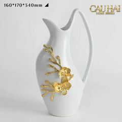 Maison Couture - Bình Hoa Sứ Trắng Orchidée d’Or Vase Éwer H34-BÌNH HOA-CẬU HAI HOME DECOR