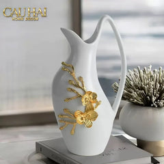 Maison Couture - Bình Hoa Sứ Trắng Orchidée d’Or Vase Éwer H34-BÌNH HOA-CẬU HAI HOME DECOR