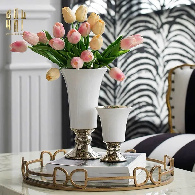 Maison Couture - Bình Hoa Sứ Trắng Venice AB House Manhattan Vibe 11x20-CẬU HAI HOME DECOR