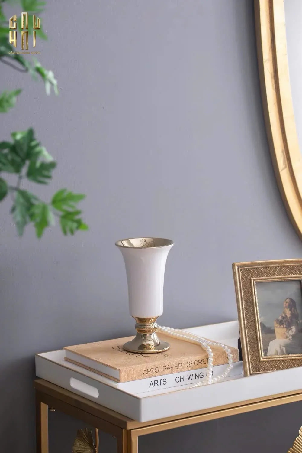 Maison Couture - Bình Hoa Sứ Trắng Venice AB House Manhattan Vibe 11x20-CẬU HAI HOME DECOR