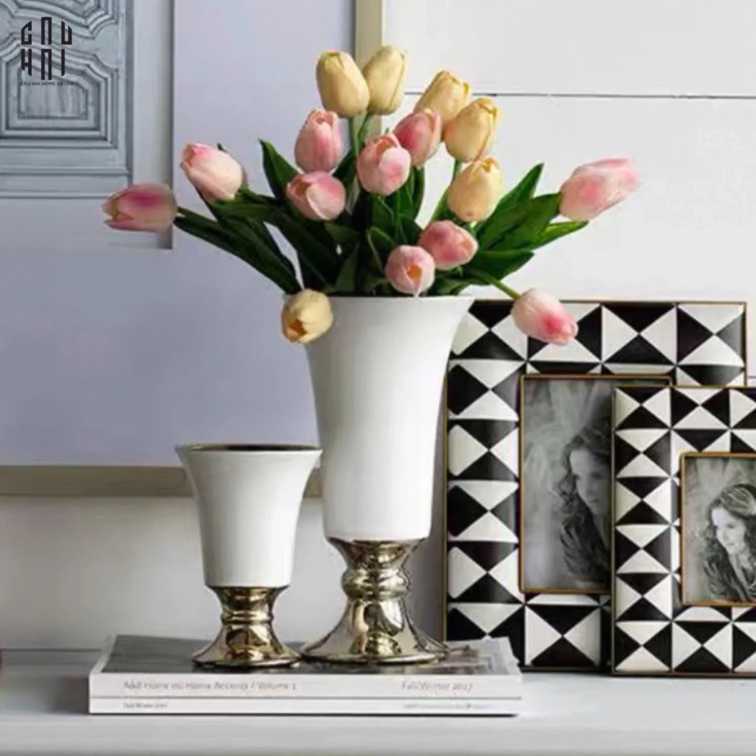 Maison Couture - Bình Hoa Sứ Trắng Venice AB House Manhattan Vibe 11x20-BÌNH HOA-CẬU HAI HOME DECOR