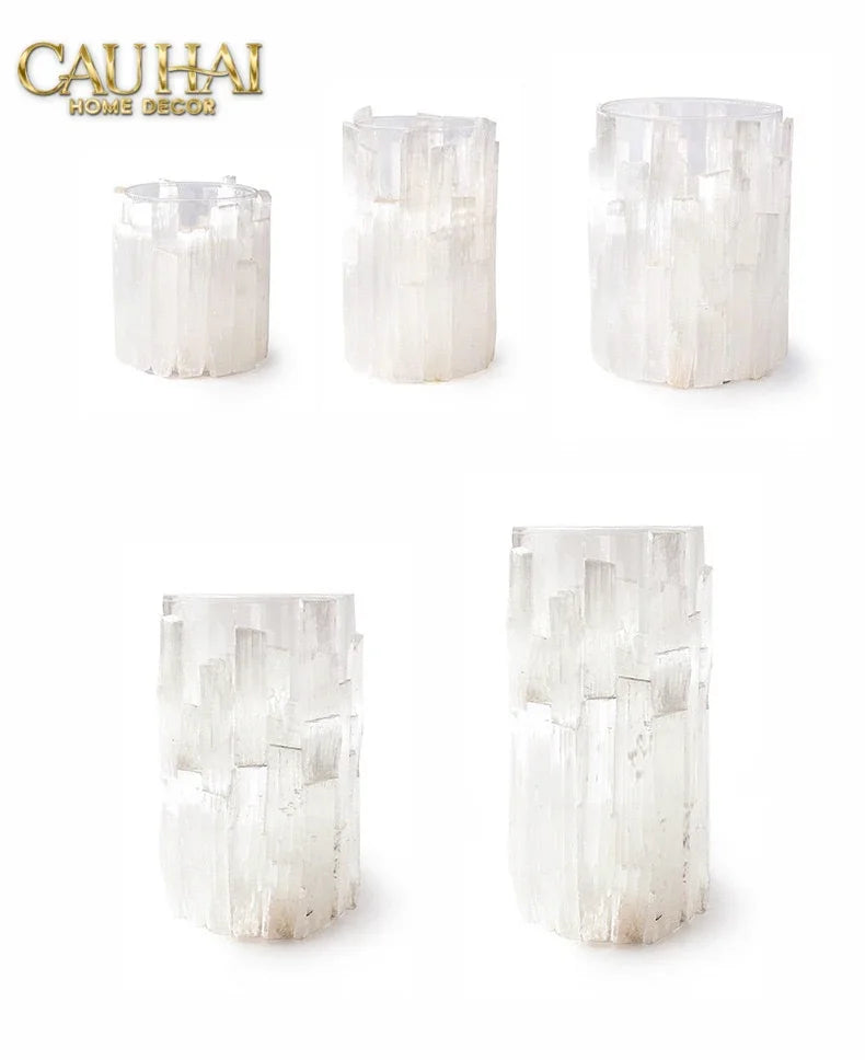 Maison Couture - Bình Hoa Thạch Anh Trắng Elite Quartz Allure Gemstone Vases H30-BÌNH HOA-CẬU HAI HOME DECOR