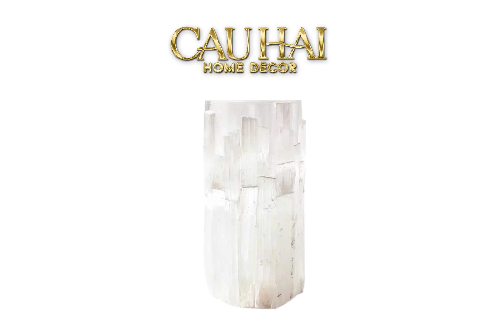 Maison Couture - Bình Hoa Thạch Anh Trắng Elite Quartz Allure Gemstone Vases H30-BÌNH HOA-CẬU HAI HOME DECOR