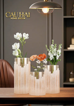 Maison Couture - Bình Hoa Thạch Anh Trắng Elite Quartz Allure Gemstone Vases H30-CẬU HAI HOME DECOR