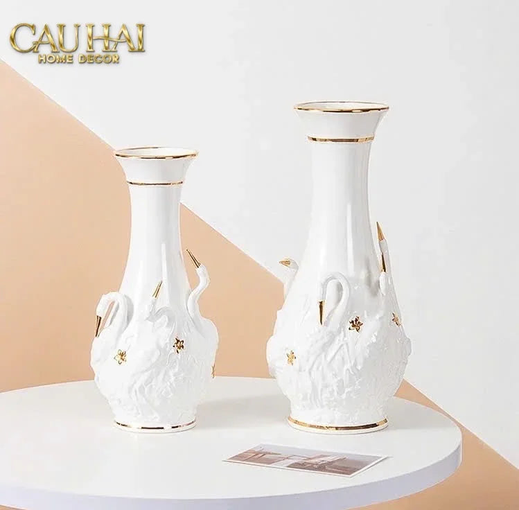 Maison Couture - Bình Hoa Thiên Nga - Odette Impériale Swan Princess Vase H31-BÌNH HOA-CẬU HAI HOME DECOR