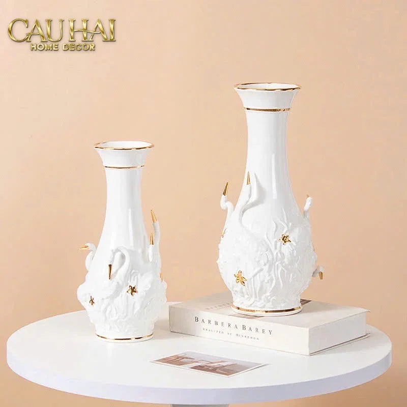 Maison Couture - Bình Hoa Thiên Nga - Odette Impériale Swan Princess Vase H31-BÌNH HOA-CẬU HAI HOME DECOR