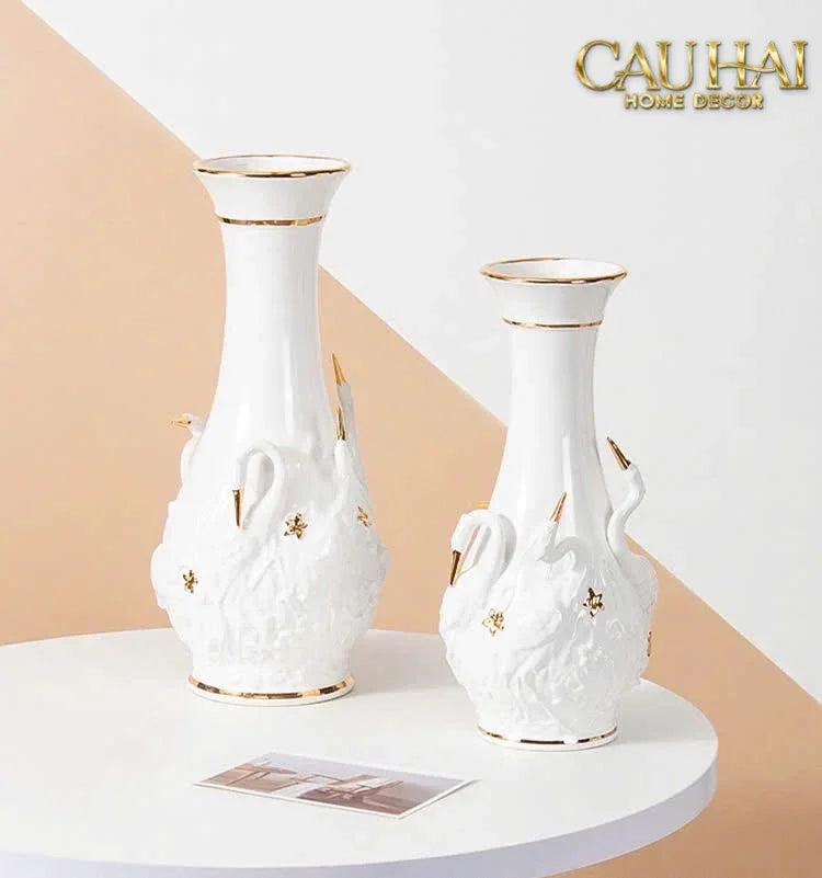Maison Couture - Bình Hoa Thiên Nga - Odette Impériale Swan Princess Vase H31-BÌNH HOA-CẬU HAI HOME DECOR