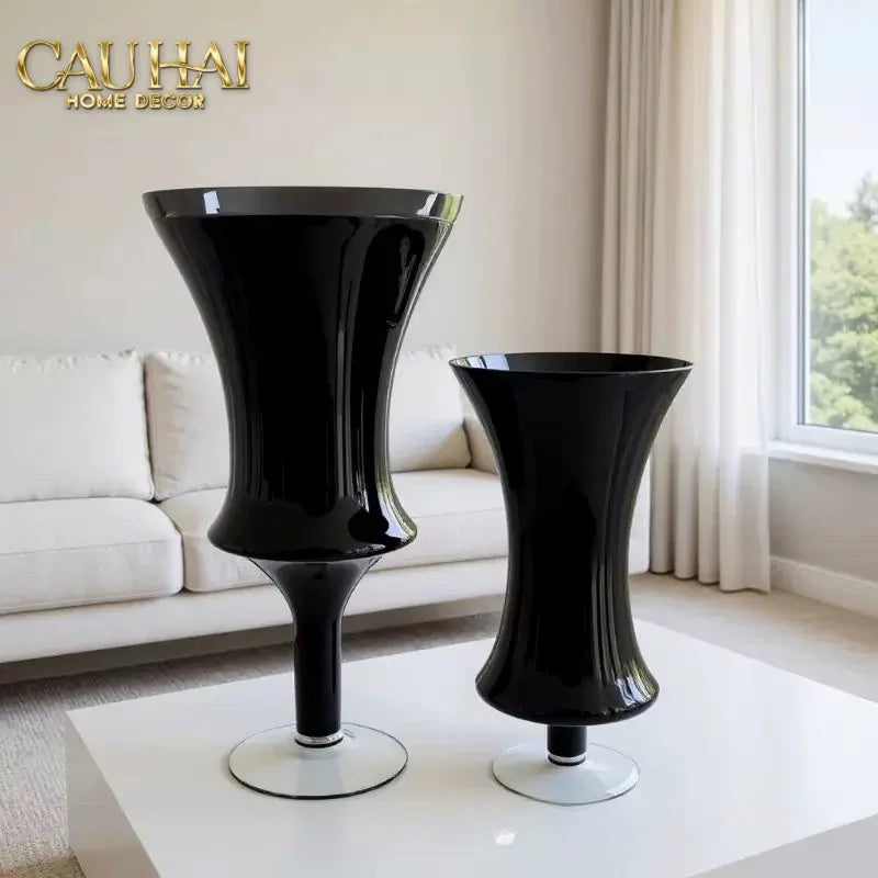 Maison Couture - Bình Hoa Thuỷ Tinh Colonne Noire Lacquered Glaze Vases-BÌNH HOA-CẬU HAI HOME DECOR