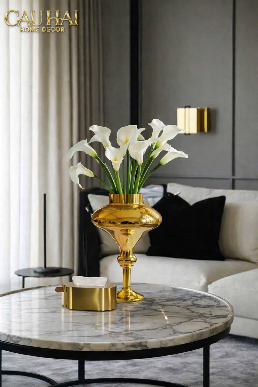 Maison Couture - Bình Hoa Thuỷ Tinh Mạ Vàng Calice d’Or Lacquered 40-BÌNH HOA-CẬU HAI HOME DECOR