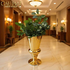 Maison Couture - Bình Hoa Thuỷ Tinh Mạ Vàng Cristallerie Dorée Impériale Goblet Vessel 19x34-BÌNH HOA-CẬU HAI HOME DECOR