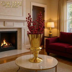 Maison Couture - Bình Hoa Thuỷ Tinh Mạ Vàng Cristallerie Dorée Impériale Goblet Vessel 19x34-BÌNH HOA-CẬU HAI HOME DECOR