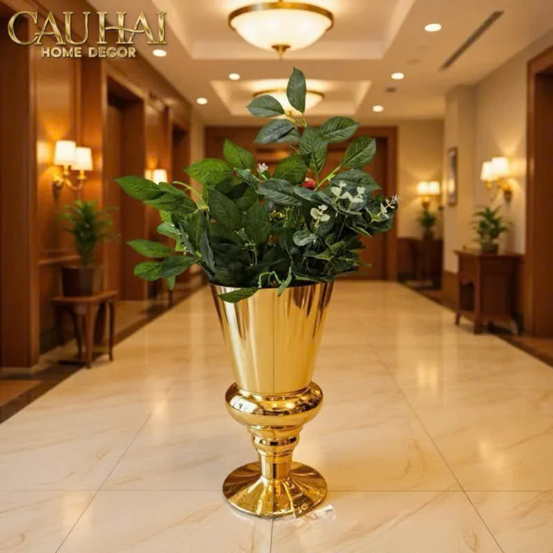 Maison Couture - Bình Hoa Thuỷ Tinh Mạ Vàng Cristallerie Dorée Impériale Goblet Vessel 19x34-BÌNH HOA-CẬU HAI HOME DECOR