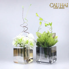 Maison Couture - Bình Lọ Hoa Pha Lê Lập Phương Savoir Ambre Cube Vase – Modern Cristalleries Block 10x10x10-BÌNH HOA-CẬU HAI HOME DECOR