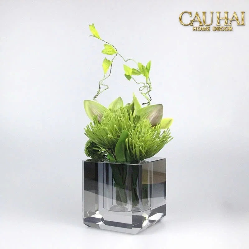 Maison Couture - Bình Lọ Hoa Pha Lê Lập Phương Savoir Ambre Cube Vase – Modern Cristalleries Block 10x10x10-BÌNH HOA-CẬU HAI HOME DECOR