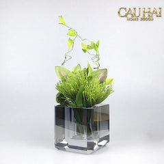 Maison Couture - Bình Lọ Hoa Pha Lê Lập Phương Savoir Ambre Cube Vase – Modern Cristalleries Block 10x10x10-BÌNH HOA-CẬU HAI HOME DECOR