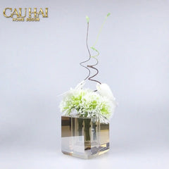 Maison Couture - Bình Lọ Hoa Pha Lê Lập Phương Savoir Ambre Cube Vase – Modern Cristalleries Block 10x10x10-BÌNH HOA-CẬU HAI HOME DECOR