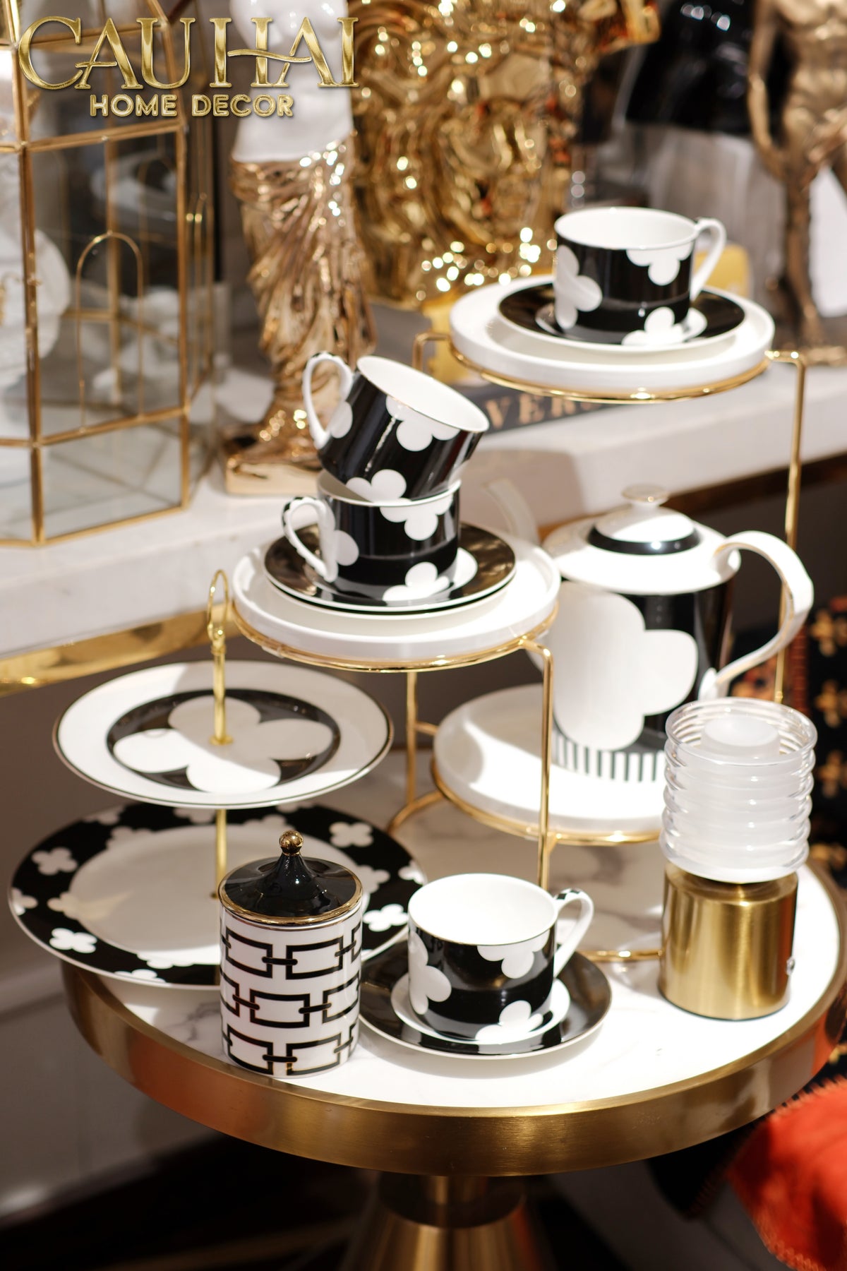 Maison Couture - Binh Tra Château Clover Signature - L’Atelier Rayé Tasses & Soucoupes-BỘ BÌNH TRÀ-CẬU HAI HOME DECOR-CẬU HAI HOME DECOR