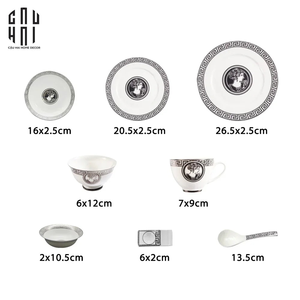 Maison Couture - Bộ Đĩa Âu 1 Người Dinner Set Au Revoir Eleanor 8Pcs-SET BÌNH TRÀ-CẬU HAI HOME DECOR