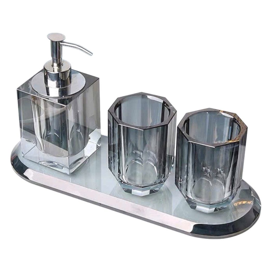 Maison Couture - Bộ Phụ Kiện Nhà Tắm Cristalleries Facette Graphite 4 Pcs-Set nhà tắm bathroom vanities-CẬU HAI HOME DECOR-CẬU HAI HOME DECOR