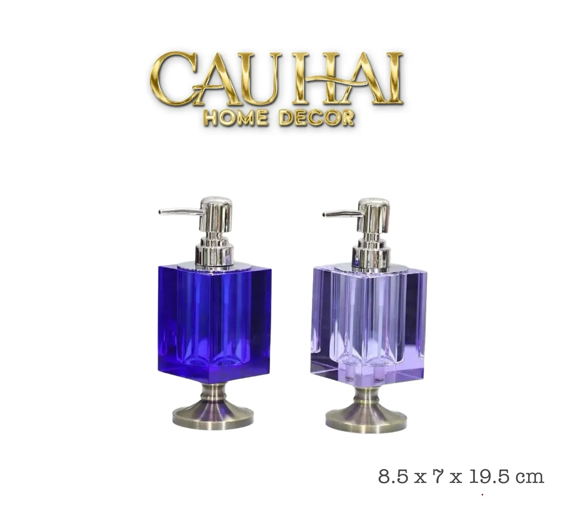 Maison Couture – Chai Kit Lotion Deepsea Blue Cristalleries Cube Impérial Vanities 8.5x7x19.5 220Ml-PHỤ KIỆN NHÀ TẮM-CẬU HAI HOME DECOR