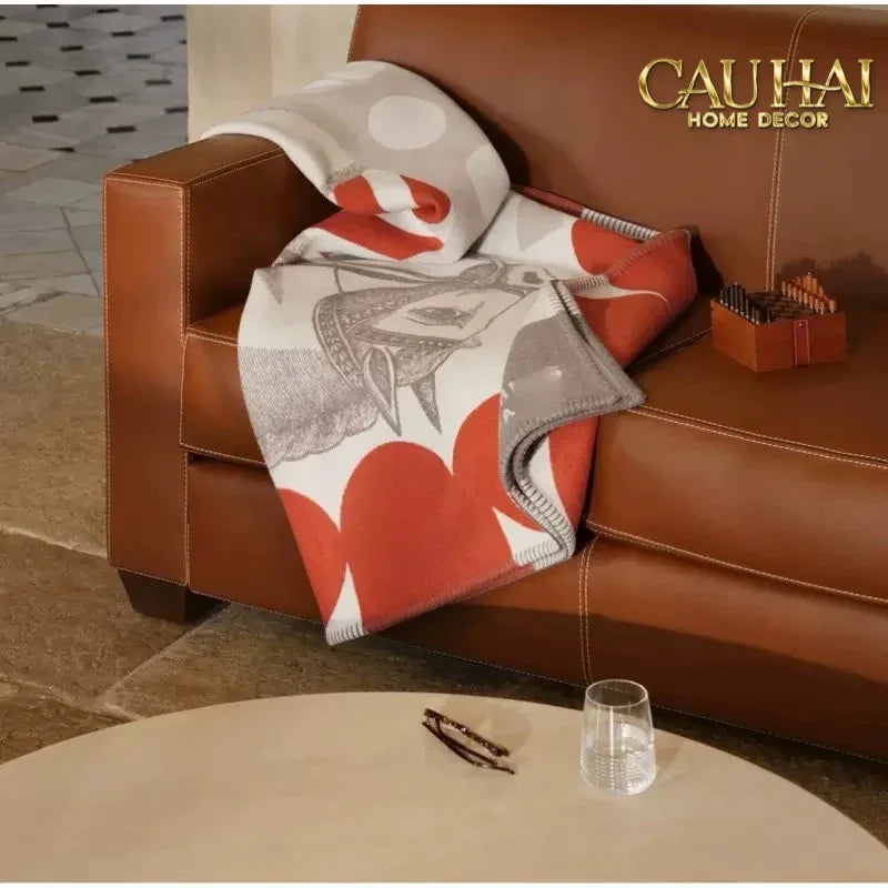 Maison Couture - Chăn Sofa Rouge l Velour Équestre Médaillon Velvet Blanket 150-CHĂN SOFA-Đối tác tại Trung Quốc theo từng đơn đặt hàng-CẬU HAI HOME DECOR