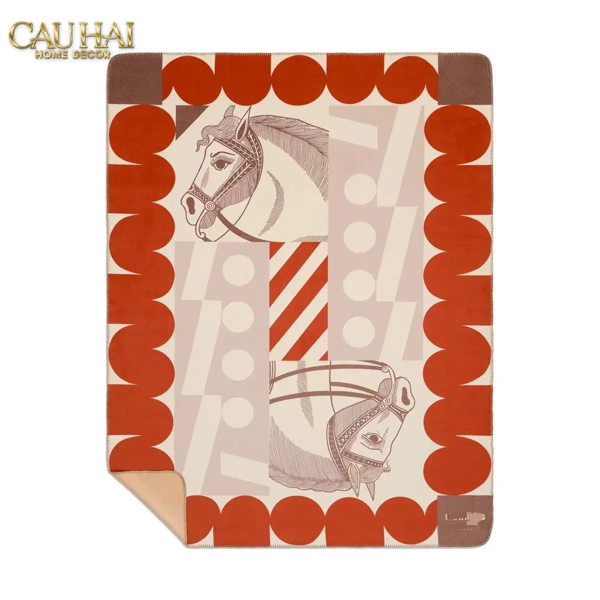 Maison Couture - Chăn Sofa Rouge l Velour Équestre Médaillon Velvet Blanket 150-CẬU HAI HOME DECOR