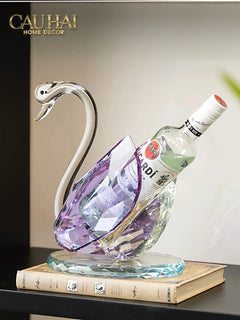 Maison Couture - Đế Đỡ Rượu Thiên Nga Pha Lê Cao Cấp Critalleries Divinity Swan Wine Holder 20x28-CẬU HAI HOME DECOR