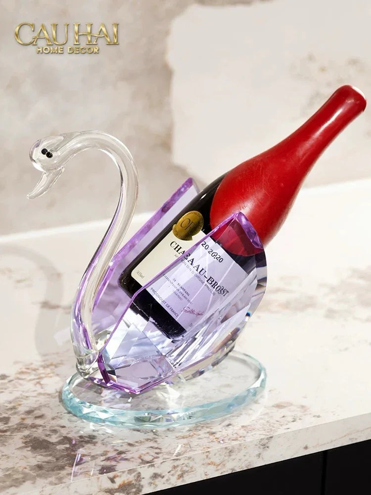 Maison Couture - Đế Đỡ Rượu Thiên Nga Pha Lê Cao Cấp Critalleries Divinity Swan Wine Holder 20x28-GIÁ ĐỠ CHAI RƯỢU-CẬU HAI HOME DECOR-CẬU HAI HOME DECOR