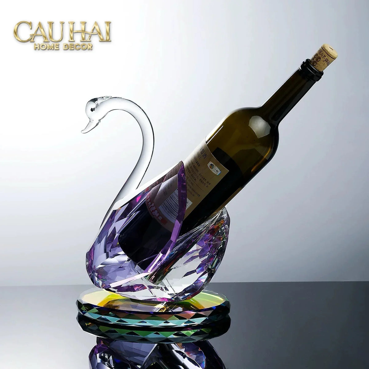 Maison Couture - Đế Đỡ Rượu Thiên Nga Pha Lê Cao Cấp Critalleries Divinity Swan Wine Holder 20x28-GIÁ ĐỠ CHAI RƯỢU-CẬU HAI HOME DECOR-CẬU HAI HOME DECOR