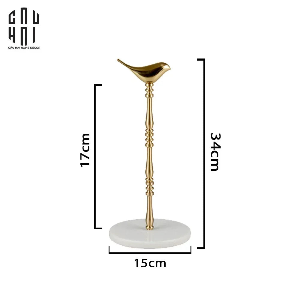 Maison Couture - Đế Giấy Lau Bếp / Giấy Ăn Bằng Đồng Đá Marble Finial Bird Paper Towel Stand 15x34-Paper Towel Stand-CẬU HAI HOME DECOR