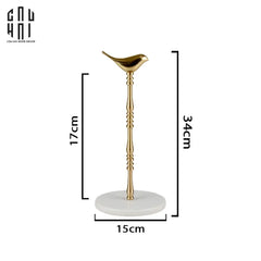 Maison Couture - Đế Giấy Lau Bếp / Giấy Ăn Bằng Đồng Đá Marble Finial Bird Paper Towel Stand 15x34-Paper Towel Stand-CẬU HAI HOME DECOR