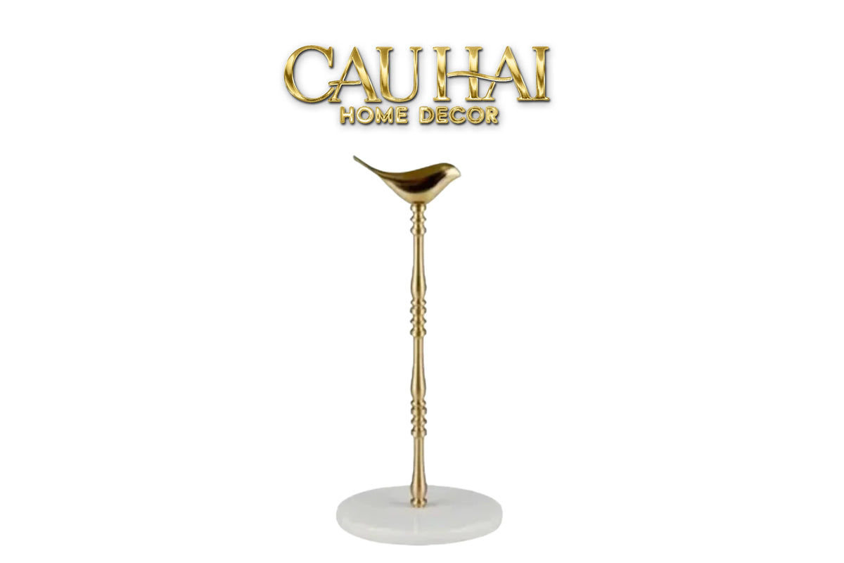 Maison Couture - Đế Giấy Lau Bếp / Giấy Ăn Bằng Đồng Đá Marble Finial Bird Paper Towel Stand 15x34-Paper Towel Stand-Đối tác tại Trung Quốc theo từng đơn đặt hàng-CẬU HAI HOME DECOR