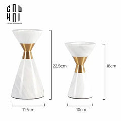 Maison Couture - Đế Nến Đá Marble - Ivory Marbre D’Or Candle Holder (Tặng Nến)-ĐÈN TRANG TRÍ-CẬU HAI HOME DECOR