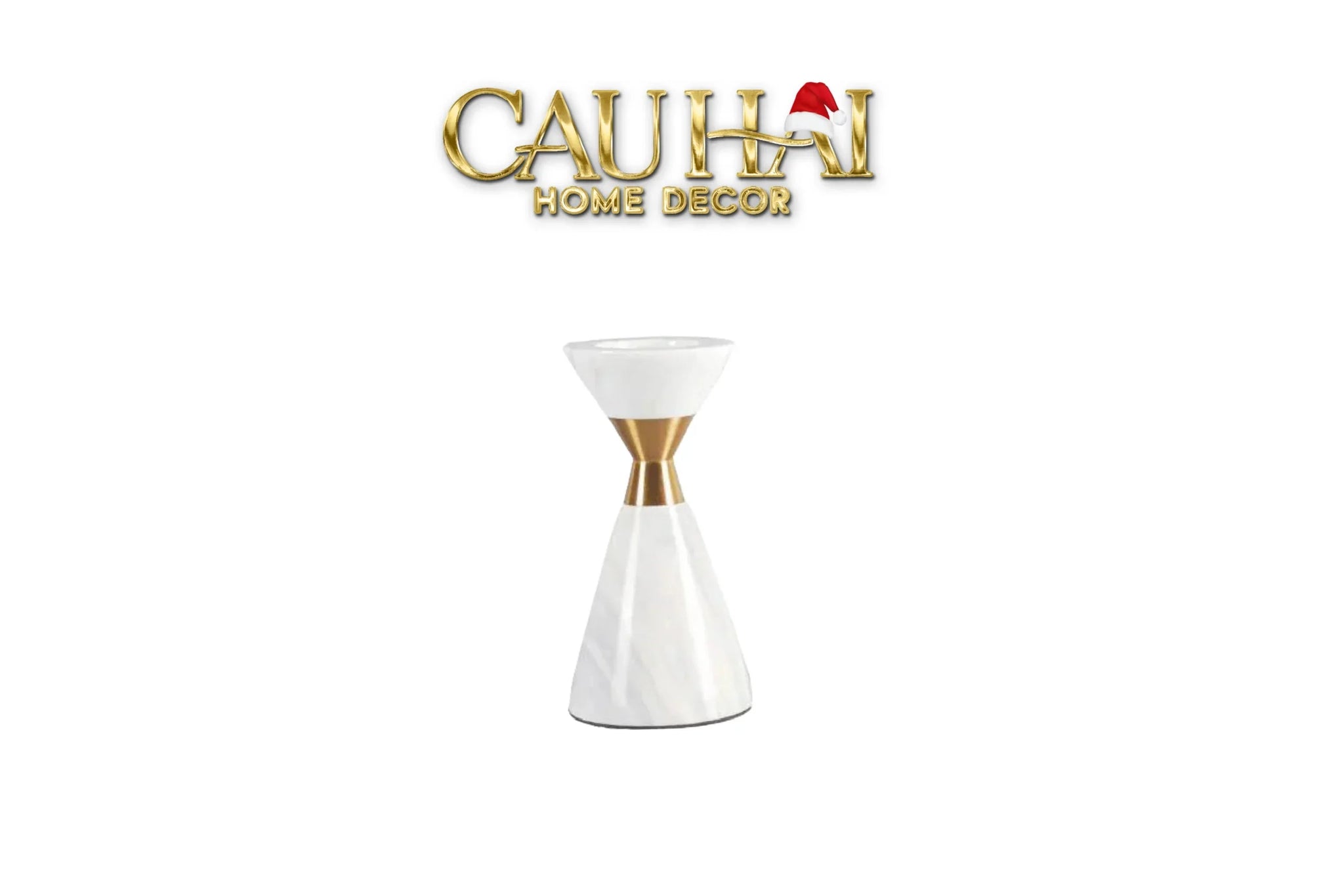 Maison Couture - Đế Nến Đá Marble - Ivory Marbre D’Or Candle Holder (Tặng Nến)-ĐÈN TRANG TRÍ-CẬU HAI HOME DECOR