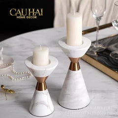 Maison Couture - Đế Nến Đá Marble - Ivory Marbre D’Or Candle Holder (Tặng Nến)-CẬU HAI HOME DECOR