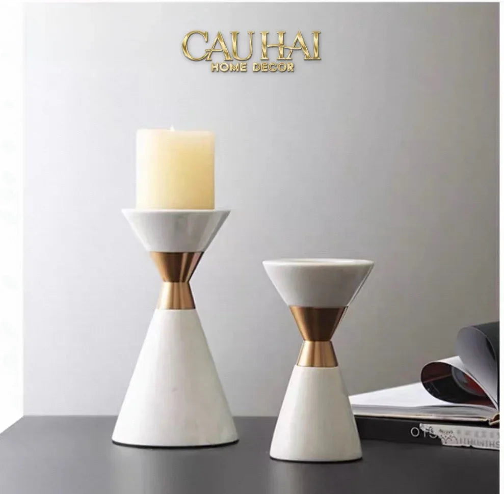 Maison Couture - Đế Nến Đá Marble - Ivory Marbre D’Or Candle Holder (Tặng Nến)-CẬU HAI HOME DECOR