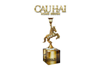 Maison Couture - Đế Nến Ngựa Đồng Khảm Trai Đế Pha Lê Vàng - Mahogany Cheval Majesté Candle Holders 11x21-ĐÈN TRANG TRÍ-CẬU HAI HOME DECOR