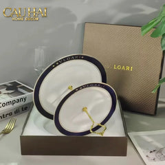 Maison Couture - Đĩa 2 Tầng Belle Vie Luxe Blanc & Bleu Minuit Signature – Deux Niveaux-SET CHÉN DĨA-CẬU HAI HOME DECOR