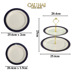 Maison Couture - Đĩa 2 Tầng Belle Vie Luxe Blanc & Bleu Minuit Signature – Deux Niveaux-SET CHÉN DĨA-CẬU HAI HOME DECOR