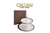 Maison Couture - Đĩa 2 Tầng Belle Vie Luxe Blanc & Bleu Minuit Signature – Deux Niveaux-SET CHÉN DĨA-CẬU HAI HOME DECOR