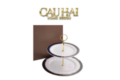 Maison Couture - Đĩa 2 Tầng Belle Vie Luxe Blanc & Bleu Minuit Signature – Deux Niveaux-SET CHÉN DĨA-CẬU HAI HOME DECOR