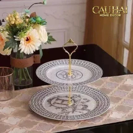 Maison Couture - Đĩa 2 Tầng Helios Étagère Mosaïque Graphique - Deux Niveaux-SET CHÉN DĨA-CẬU HAI HOME DECOR