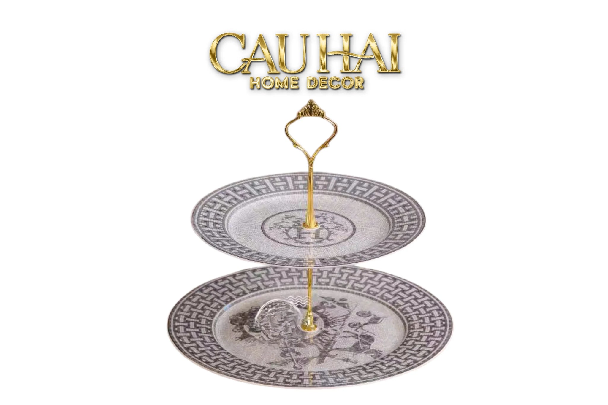 Maison Couture - Đĩa 2 Tầng Helios Étagère Mosaïque Graphique - Deux Niveaux-SET CHÉN DĨA-CẬU HAI HOME DECOR