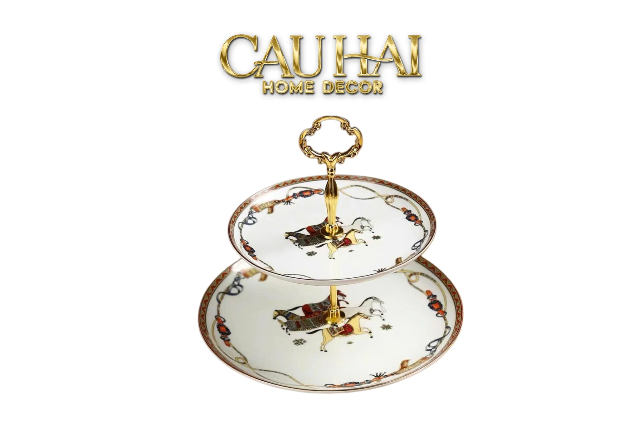Maison Couture - Đĩa 2 Tầng Legacy Étagère Équestre Héritage – Deux Niveaux-SET CHÉN DĨA-CẬU HAI HOME DECOR