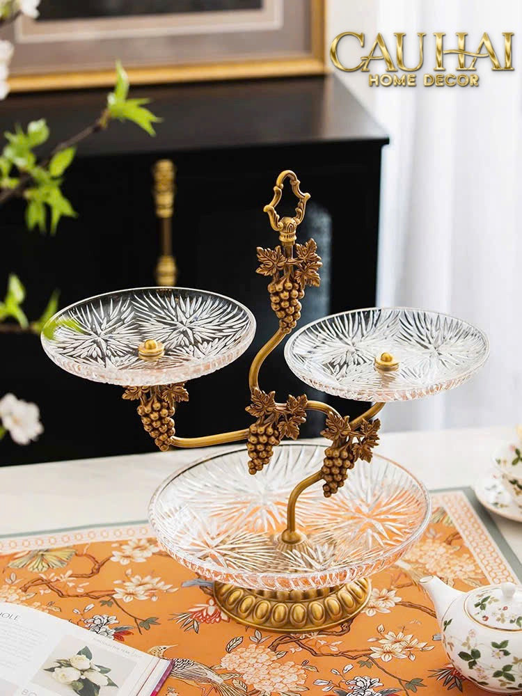 Maison Couture - Đĩa 3 Tầng Présentoir à Raisin Triptyque Niveaux Ritual Of Dionysus Centerpiece H48-SET CHÉN DĨA-CẬU HAI HOME DECOR